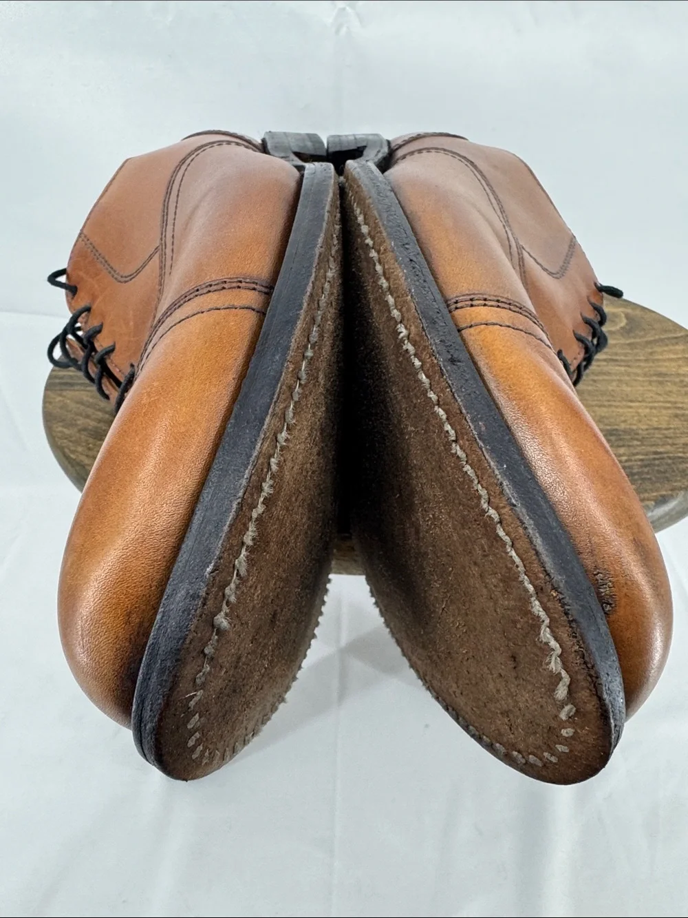 Allen Edmonds Mens Brookwood Leather Cap Toe Dress Shoes in Cognac, sz 11